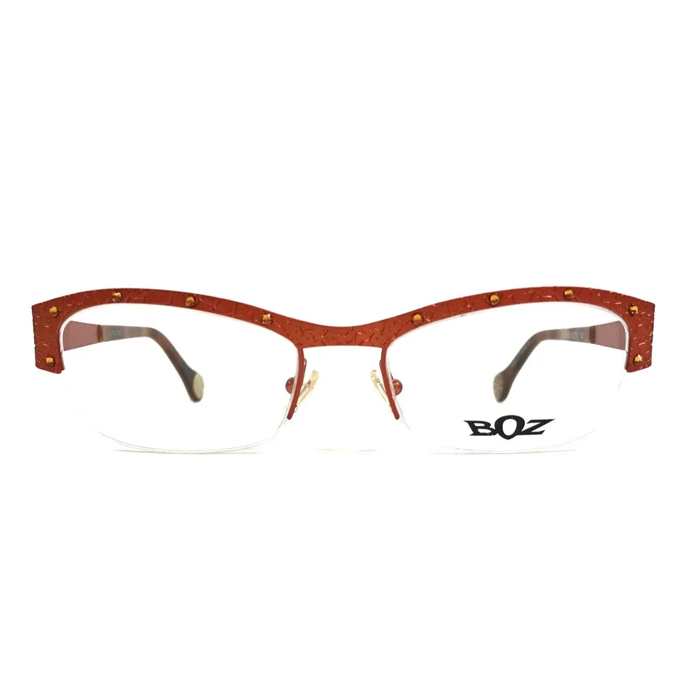 BOZ Eyeglasses Frames VIM 6060 Orange Cracked Earth Pattern Crystals 52-18-135